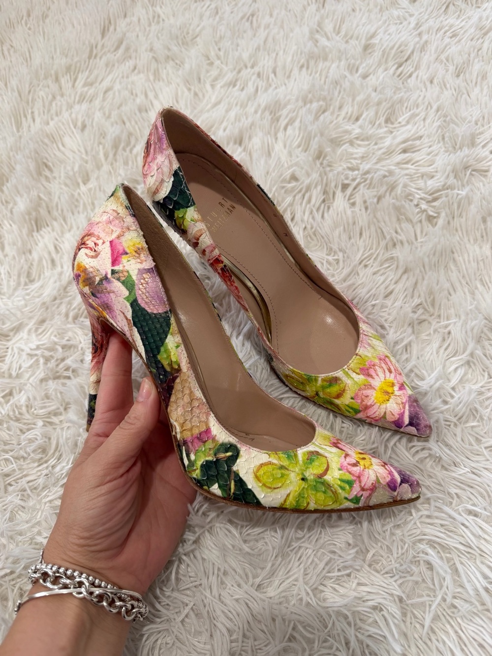 Stuart Weitzman Snakeskin Floral Print Pumps - Size 8
